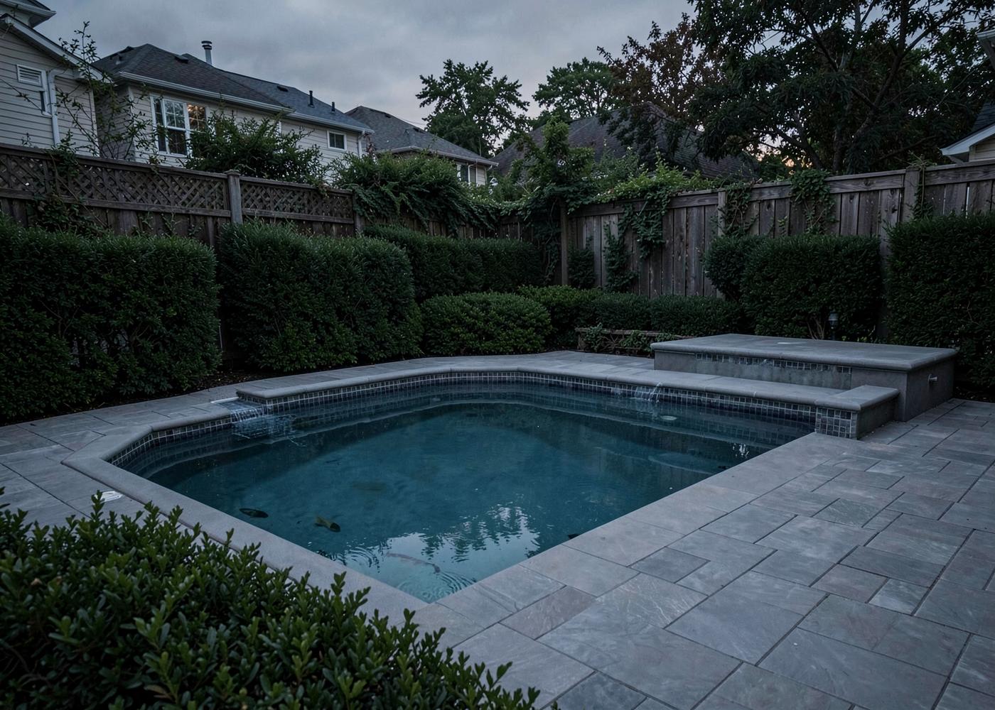 Remodeled pool with raised spa and new paver decking